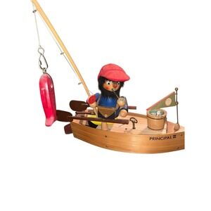 Antique Steinbach Reuge West Germany Smoker Fisherman and  fishing pole